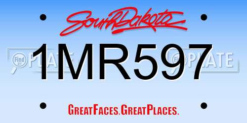 1MR597 South Dakota License Plate