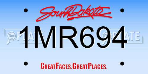 1MR694 South Dakota License Plate