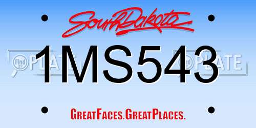 1MS543 South Dakota License Plate