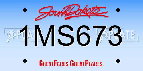 1MS673 South Dakota License Plate