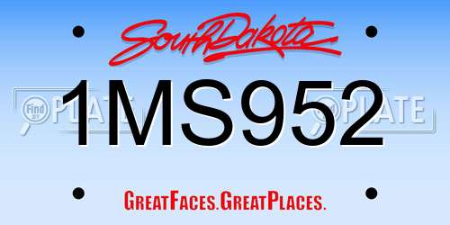 1MS952 South Dakota License Plate