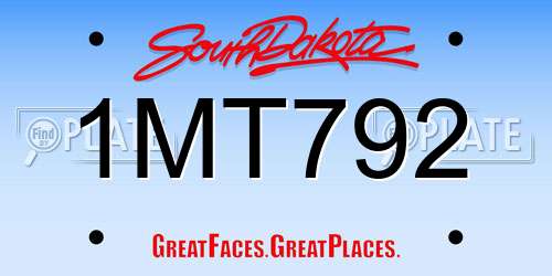 1MT792 South Dakota License Plate
