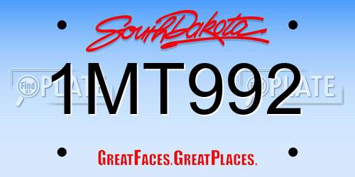 1MT992 South Dakota License Plate