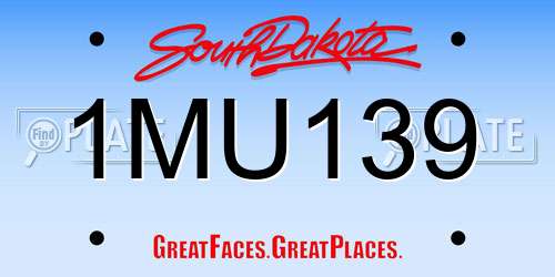 1MU139 South Dakota License Plate