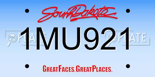 1MU921 South Dakota License Plate