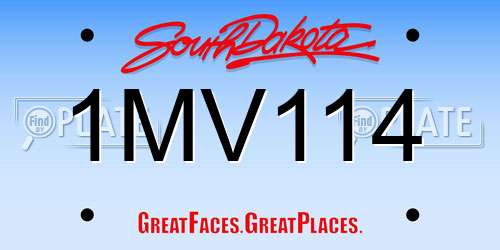 1MV114 South Dakota License Plate