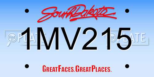 1MV215 South Dakota License Plate