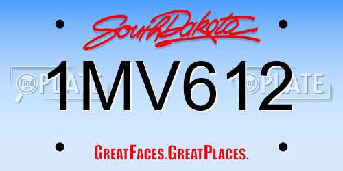 1MV612 South Dakota License Plate