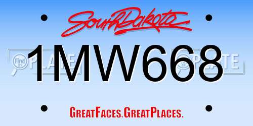 1MW668 South Dakota License Plate