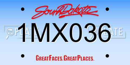 1MX036 South Dakota License Plate
