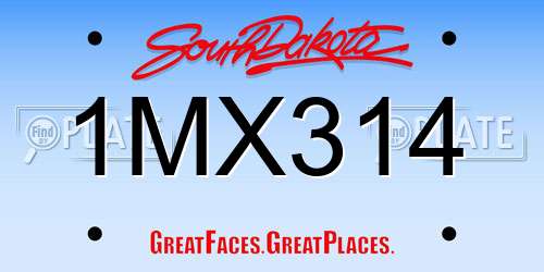 1MX314 South Dakota License Plate