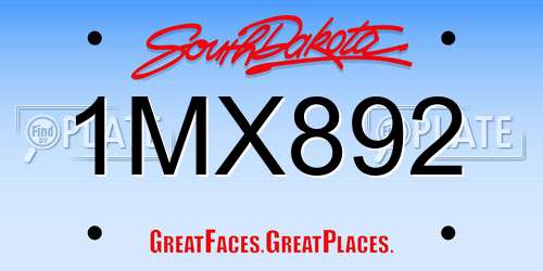 1MX892 South Dakota License Plate