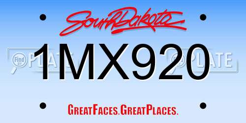 1MX920 South Dakota License Plate