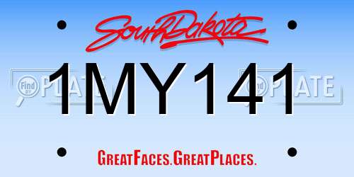 1MY141 South Dakota License Plate