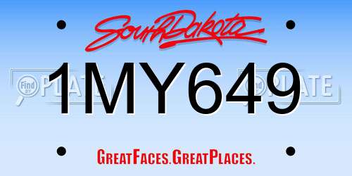 1MY649 South Dakota License Plate