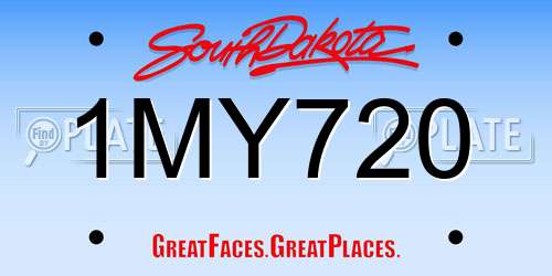 1MY720 South Dakota License Plate