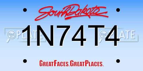 1N74T4 South Dakota License Plate