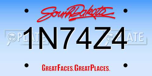 1N74Z4 South Dakota License Plate