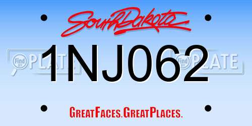 1NJ062 South Dakota License Plate