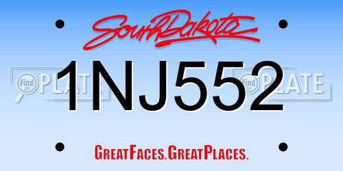 1NJ552 South Dakota License Plate