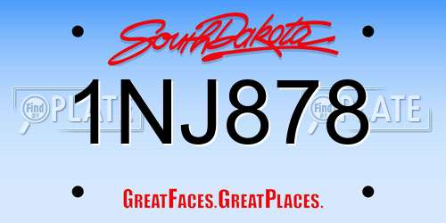 1NJ878 South Dakota License Plate