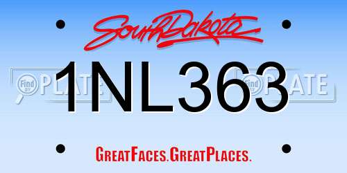 1NL363 South Dakota License Plate