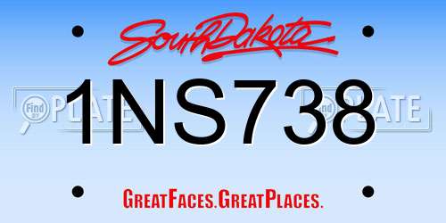 1NS738 South Dakota License Plate