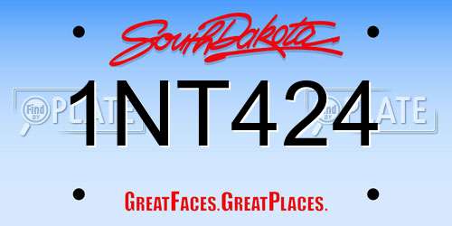 1NT424 South Dakota License Plate