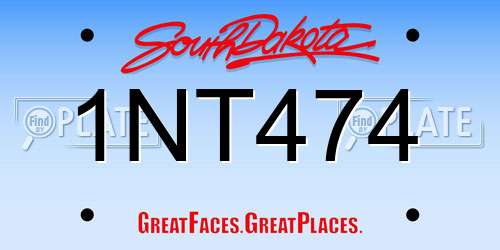 1NT474 South Dakota License Plate