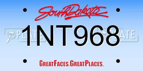 1NT968 South Dakota License Plate