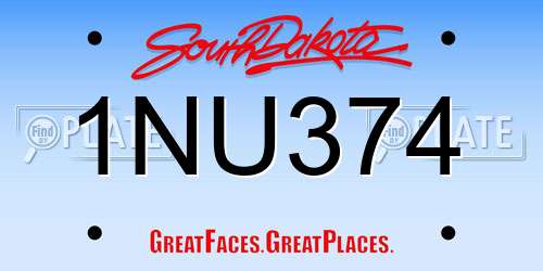 1NU374 South Dakota License Plate