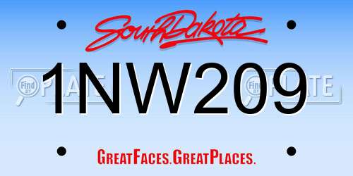 1NW209 South Dakota License Plate