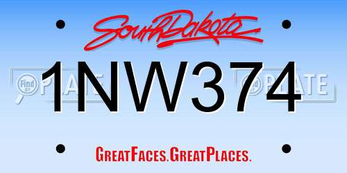 1NW374 South Dakota License Plate