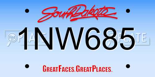 1NW685 South Dakota License Plate