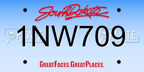 1NW709 South Dakota License Plate