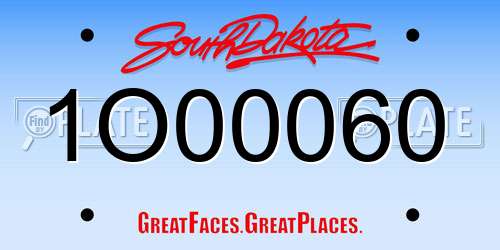 1O00060 South Dakota License Plate