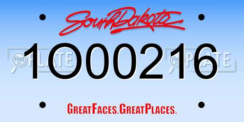 1O00216 South Dakota License Plate