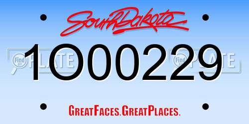 1O00229 South Dakota License Plate