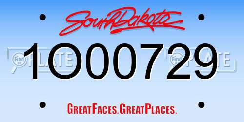 1O00729 South Dakota License Plate