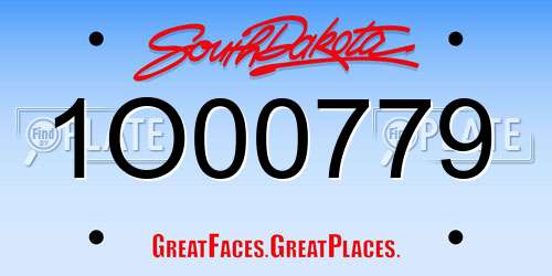 1O00779 South Dakota License Plate