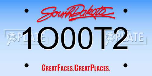 1O00T2 South Dakota License Plate