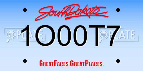 1O00T7 South Dakota License Plate