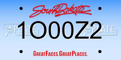 1O00Z2 South Dakota License Plate