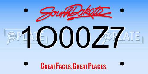 1O00Z7 South Dakota License Plate