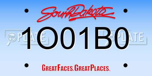 1O01B0 South Dakota License Plate