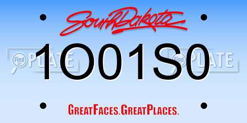 1O01S0 South Dakota License Plate