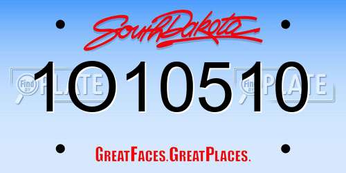1O10510 South Dakota License Plate