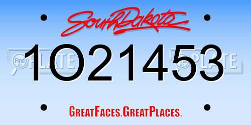 1O21453 South Dakota License Plate