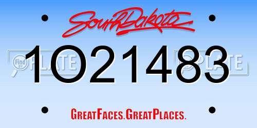 1O21483 South Dakota License Plate