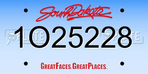 1O25228 South Dakota License Plate